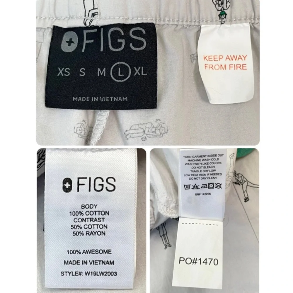 FIGS Men's Gray Loungewear Poplin Pajamas All-Over Print Lounge Pants Size Large